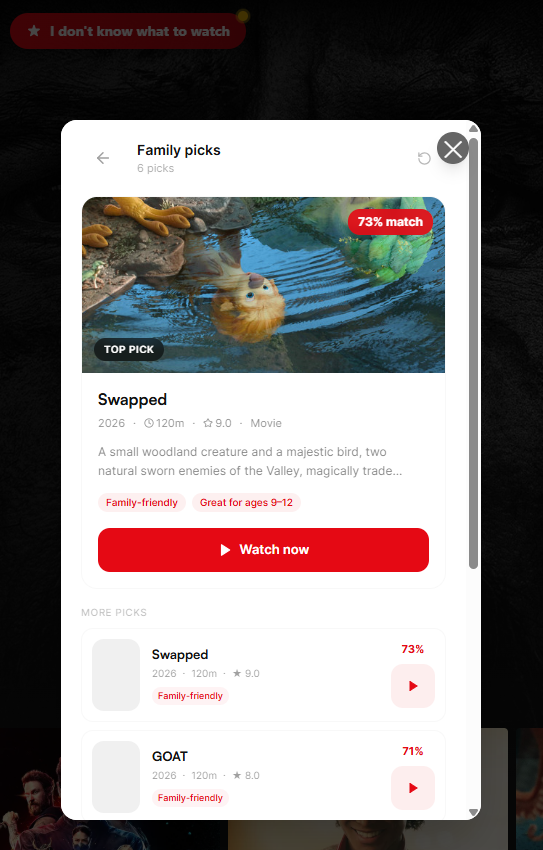Flinix family mode screenshot